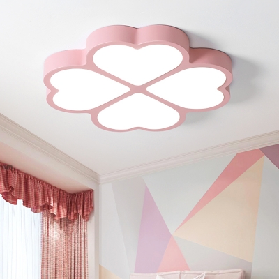 Loving Heart Acrylic Flush Mount Fixture Minimalism LED Pink Close to Ceiling Lighting