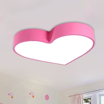 Loving Heart Sleeping Room Flushmount Acrylic LED Simple Ceiling Mount Light Fixture in Red/Pink/Yellow