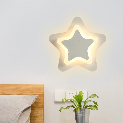 Macaron LED Wall Lighting Black/White Star Wall Mounted Lamp with Acrylic Shade for Hallway