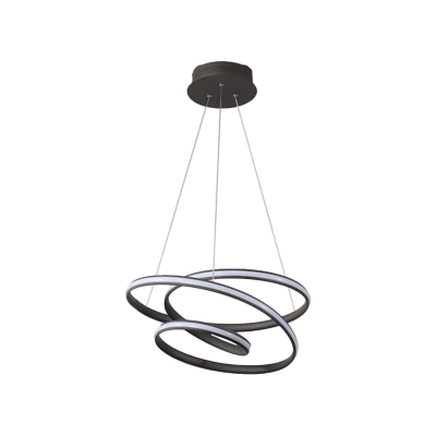 Metal Twisted Chandelier Lighting Modernism LED Coffee Pendant Light Fixture in Warm/White Light