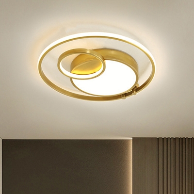 Metallic Ring Flush Mount Light Fixture Minimalism LED Close to Ceiling Lamp in Gold
