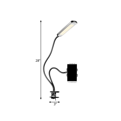 Oblong Metallic Vanity Light Modern Black Portable LED Fill Flash Lamp with Clamp Design, USB