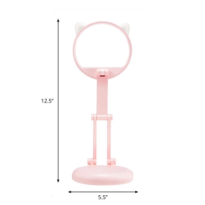 Plastic Round Table Light Macaron LED Night Lighting with Adjustable Arm Design in Pink