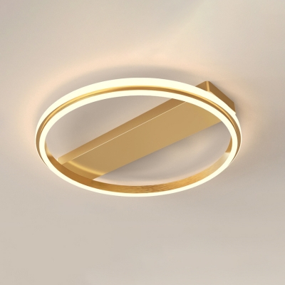 Ring Sleeping Room Semi Flush Light Metal LED Modernist Ceiling Mounted Fixture in Gold/Coffee, 16.5