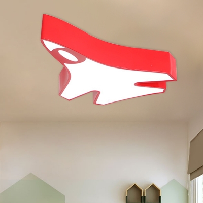 Rocket Kids Room Ceiling Fixture Acrylic Cartoon Style LED Flushmount Lighting in Red/Yellow/Blue, Warm/White Light