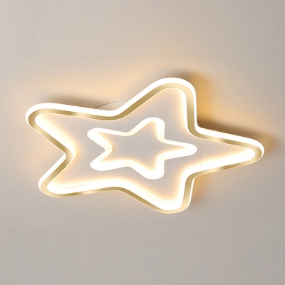 Scandinavian Star Flush Mount Lamp Acrylic LED Sleeping Room Ceiling Lighting in White