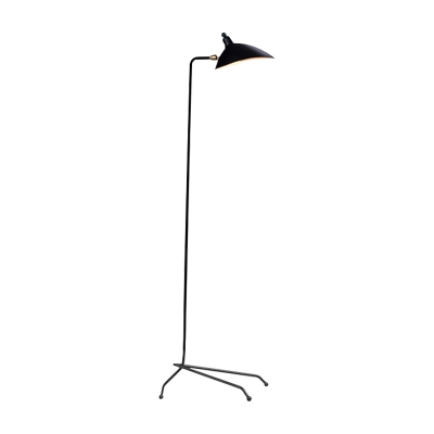 Single Light Duckbill Floor Light with Tripod Nordic Style Metallic Rotatable Standing Light in Black