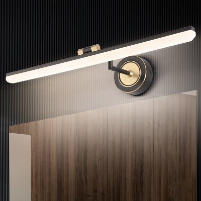 Straight Wall Mounted Light Simple Metallic LED Black/Gold Vanity Wall Lighting with Z-Shape Arm