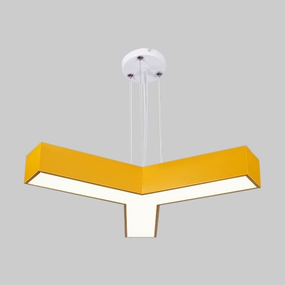 Y-Shape Chandelier Light Simplicity Acrylic Yellow/Red/Blue LED Pendant Lamp Fixture for Sleeping Room