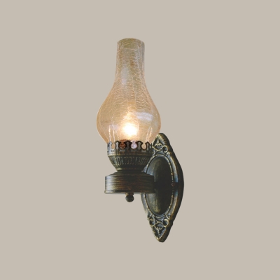1-Bulb Kerosene Wall Light Fixture Industrial Yellow/Clear/Frosted Glass Wall Sconce Lighting for Living Room