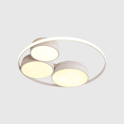 Acrylic Circle Flushmount Lighting Contemporary LED Ceiling Lamp in Grey/White, 18