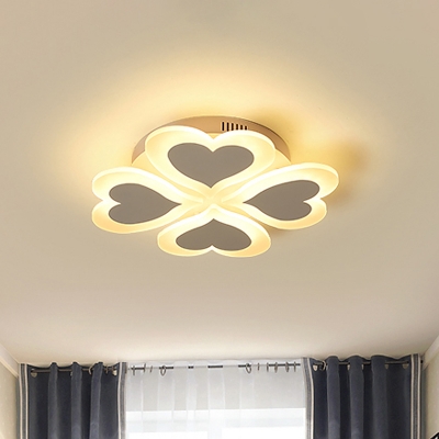 Acrylic Heart Flush Mount Fixture Contemporary LED Flush Light in White for Bedroom