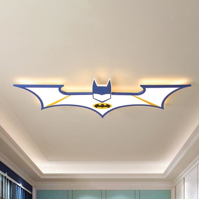 Bat Flushmount Lighting Cartoon Acrylic LED Kids Room Ceiling Mounted Fixture in Black/Blue