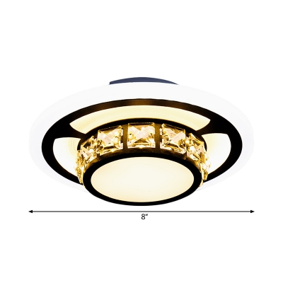 Black Round/Square Flush Ceiling Light Contemporary Beveled Crystal LED Flush Mount Lamp for Hallway