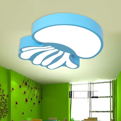 Blue Jellyfish Ceiling Flush Minimalism LED Acrylic Flush Mount Lamp Fixture in Warm/White Light