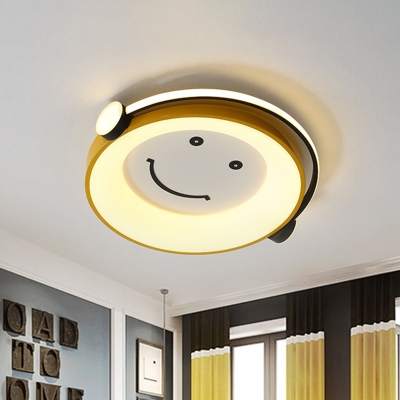 Child Hearing Music Acrylic Flush Mount Macaron Creative Yellow LED Close to Ceiling Light