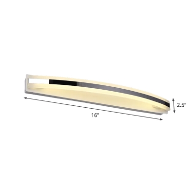 Chrome Bent Linear Vanity Lamp Contemporary LED Acrylic Wall Lighting Ideas in Warm/White Light