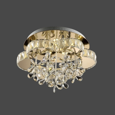 Flower Corridor LED Flushmount Crystal Modern Style Semi Flush Ceiling Light in Chrome