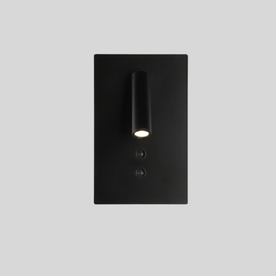Modernist Tube Wall Downlight Metal LED Corridor Flush Wall Sconce with Rectangle Backplate in Black/White
