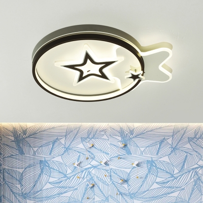 Nordic LED Flushmount Light Black Star/Loving Heart Ceiling Lamp with Acrylic Shade for Bedroom