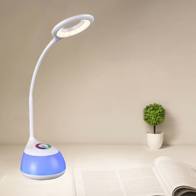 Plastic Ring Adjustable Desk Light Kids Blue USB LED Reading Book Lamp with 7 Colors and Touch Control