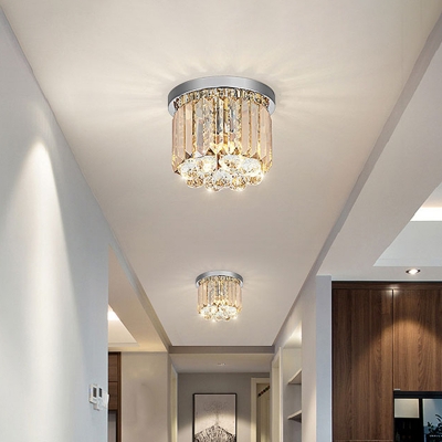 Round Crystal Prisms Ceiling Light Simple 8