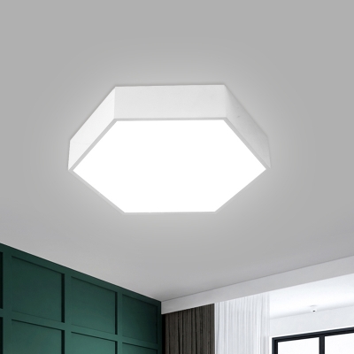 Simple LED Flush Mount Lamp Red/Yellow/Green Hexagon Ceiling Lighting with Acrylic Shade for Drawing Room