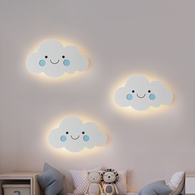 Smiling Cloud Nursery Wall Mount Light Metal Kids Style LED Wall Sconce Lighting in Pink/Blue