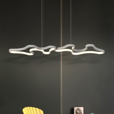 Wave Metallic Island Ceiling Light Modernism LED Pendant Lighting Fixture in Black/White for Dining Room
