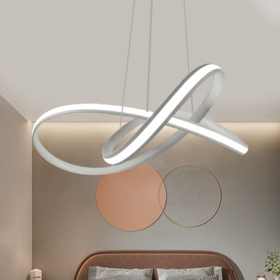 White Crossed Chandelier Pendant Light Modern Style LED Acrylic Hanging Ceiling Lamp in Warm/White Light