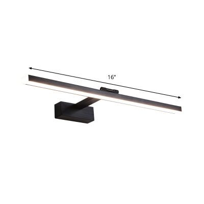 Aluminum Bar Vanity Lighting Modernist LED Black Wall Mount Lamp with Adjustable Straight Arm in Warm/White Light