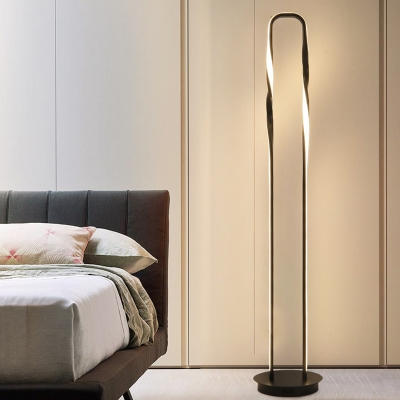 Bedside LED Floor Lighting Simple Black Stand Up Lamp with Parallel/Rectangle Aluminum Frame