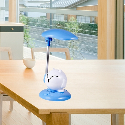 Cartoon Character Adjustable Task Lamp Kids Plastic Study Desk LED Reading Lamp in Blue