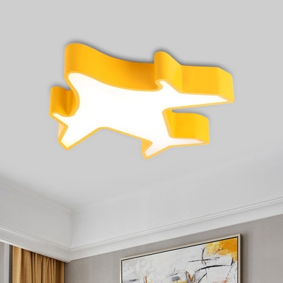 Cartoon Style LED Ceiling Flush White/Yellow/Blue Airplane Flush Mount Light with Acrylic Shade