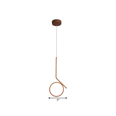 Comma-Like LED Drop Pendant Minimalism Acrylic Living Room Ceiling Suspension Lamp in Brown, Warm/White Light