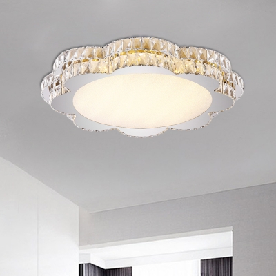 Crystal Flower/Octagon Ceiling Fixture Minimalist Stainless-Steel LED Flushmount Lighting for Living Room