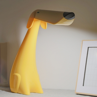 Dog Study Room Rotating Desk Light Plastic Cartoon Touch Dimmer LED Reading Lamp in Yellow