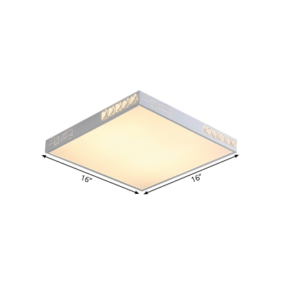 LED Bedroom Flush Mount Fixture Minimalism White Ceiling Flush with Square Acrylic Shade, 16