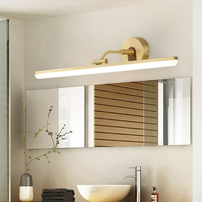 LED Parlor Vanity Lamp Fixture Simple Gold Wall Mounted Light with Linear Acrylic Shade