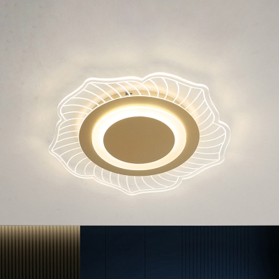 Lotus Acrylic Ceiling Mounted Light Modernist LED Gold Flush Lamp Fixture in Warm/White Light