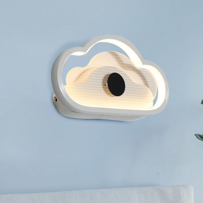 Loving Heart/Cloud Bedside Wall Sconce Acrylic LED Contemporary Wall Mounted Lamp in Black/White