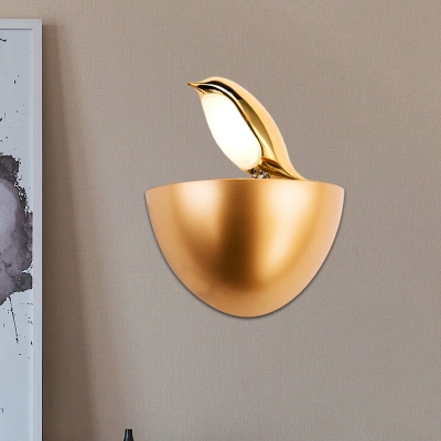 Magpie Living Room Wall Sconce Aluminum Cartoon LED Wall Mount Fixture with Half Dome Stand in Gold/Silver
