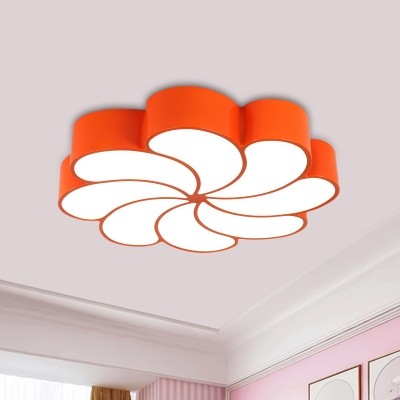 Minimalism LED Ceiling Fixture Yellow/Orange Chrysanthemum Flush Mount Lamp with Acrylic Shade