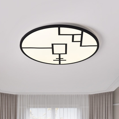 Nordic LED Flushmount Lighting with Acrylic Shade Black/White Round Flush Ceiling Light Fixture