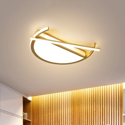 Nordic Semicircle Ceiling Light Fixture Metal LED Bedroom Flushmount Lighting in Black/Gold, 18