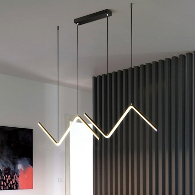 Simple Chevron Island Pendant Metal Dining Room LED Ceiling Hang Fixture in Black/Gold, Warm/White Light