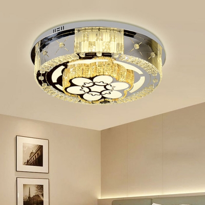 Simplicity LED Flush Mount Lamp Black Flower/Cloud/Loving Heart Ceiling Lighting with Clear Crystal Block Shade