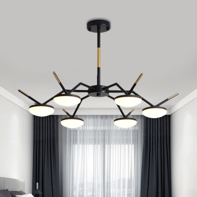 Starburst Living Room Pendant Chandelier Metal 6 Heads Contemporary LED Hanging Ceiling Light in Black