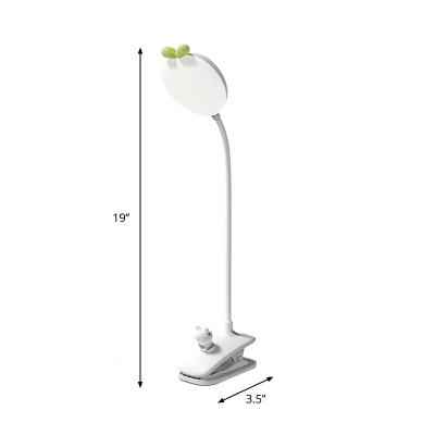 Strawberry-Shape Nursery Night Lighting Plastic LED Kids Desk Lamp with Clamp Design in White