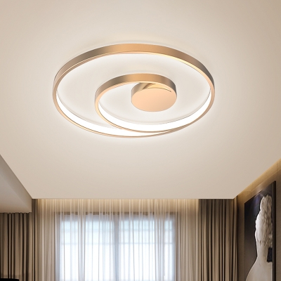 Swirling Metal Flushmount Lighting Simple Style LED Gold Ceiling Mount Light Fixture